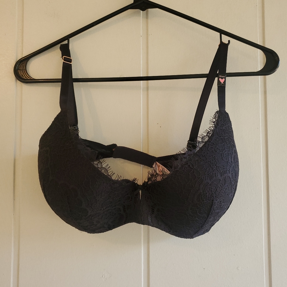 VICTORIA SECRET 32DDD DREAM ANGELS PUSH-UP BRA BLACK Lace Underwire New